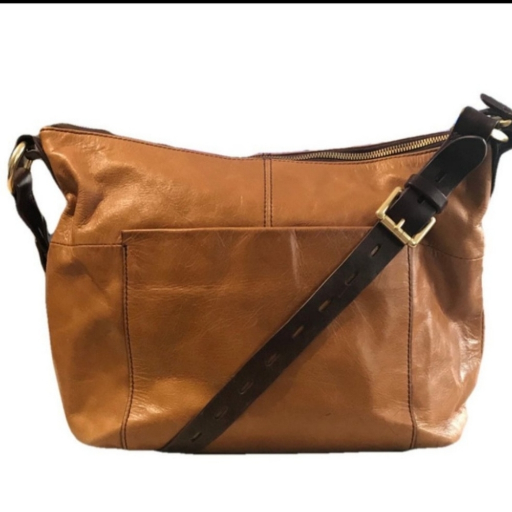HOBO Leather Shoulder Bag Cognac Camel